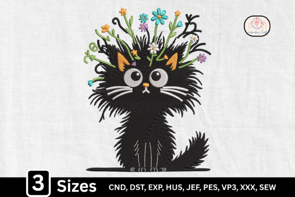 Wildflower Whimsical Floral Cat