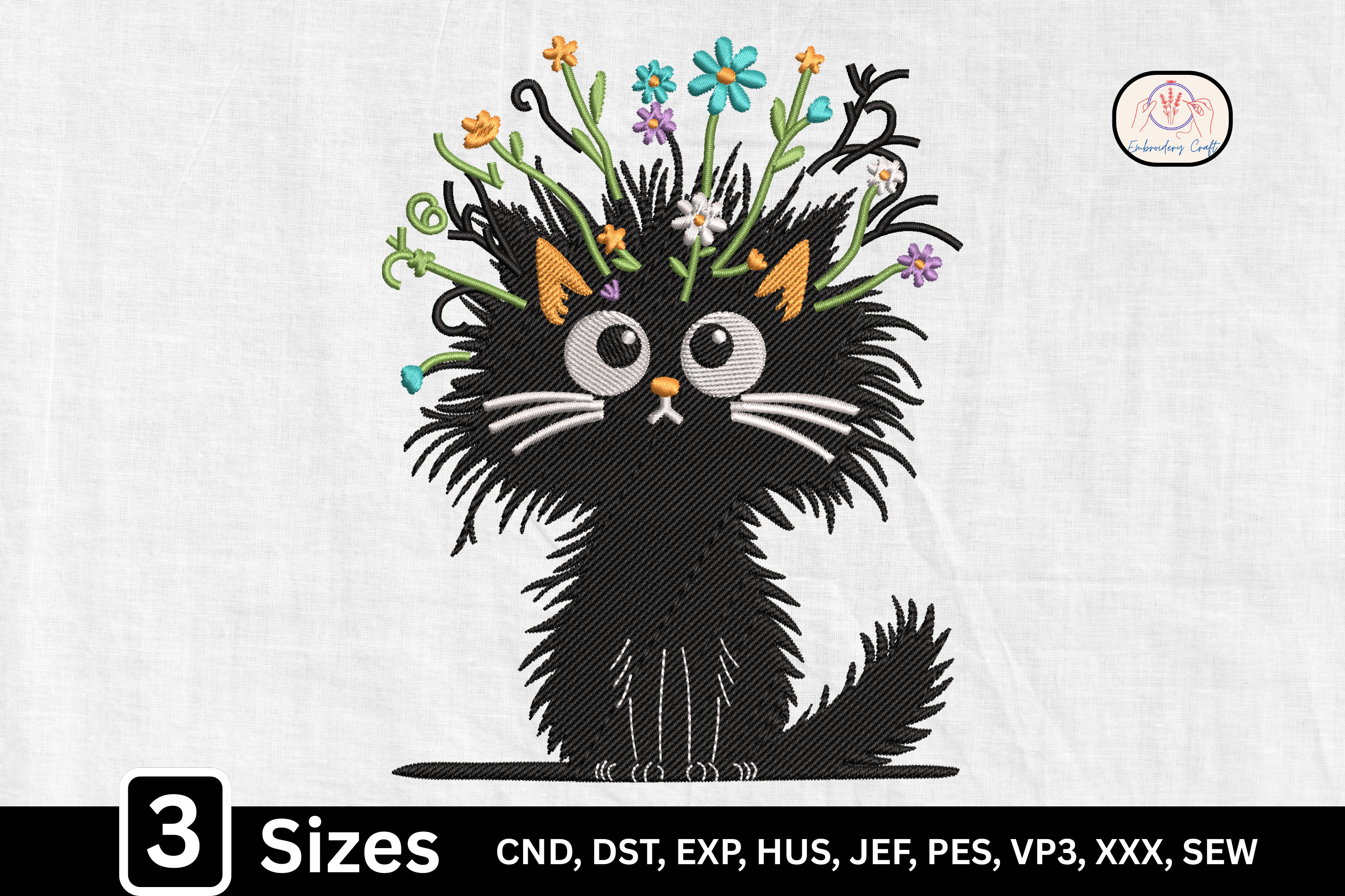 Wildflower Whimsical Floral Cat