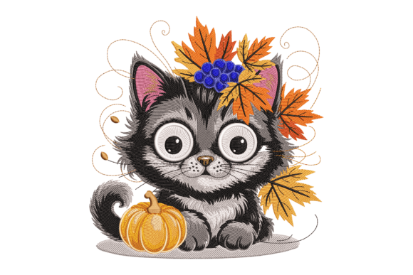 Autumn Kitten with Pumpkin