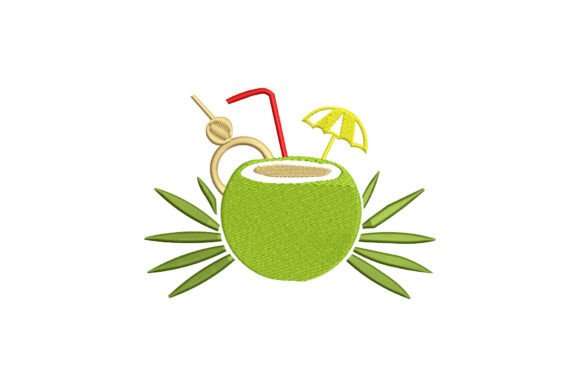 Coconut Drink with a Straw and Umbrella