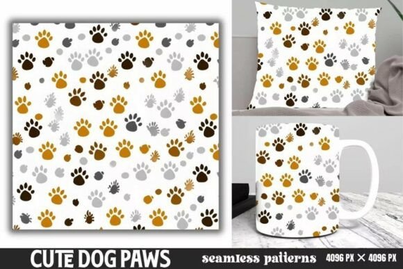 Cute Dog Paws Digital Papers Background