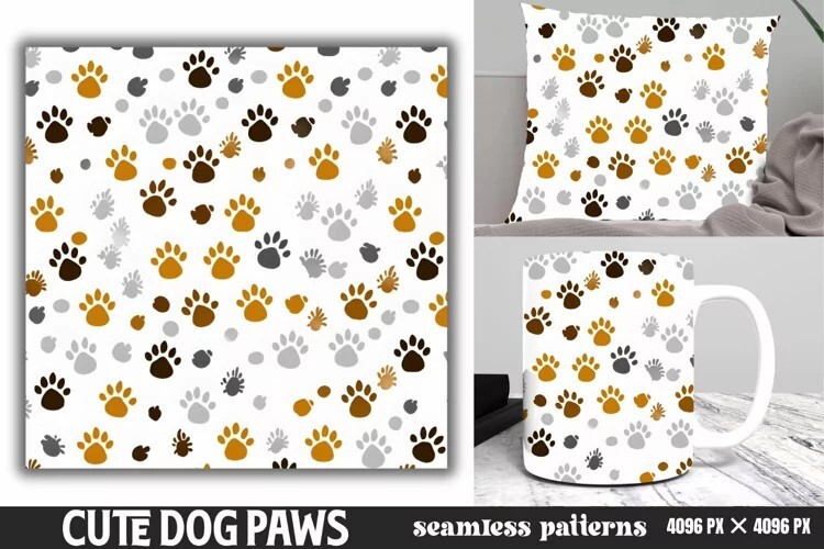 Cute Dog Paws Digital Papers Background
