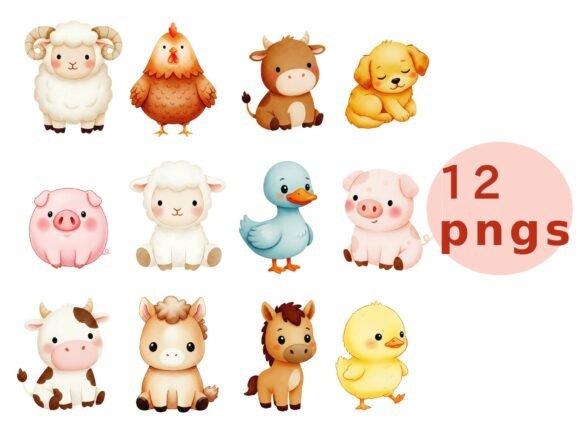Cute Farm Animals Clipart Collection