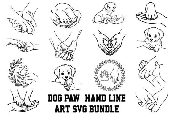 Dog Paw & Hand Line Art SVG Bundle | Tro Graphic by SVG Zone · Creative ...