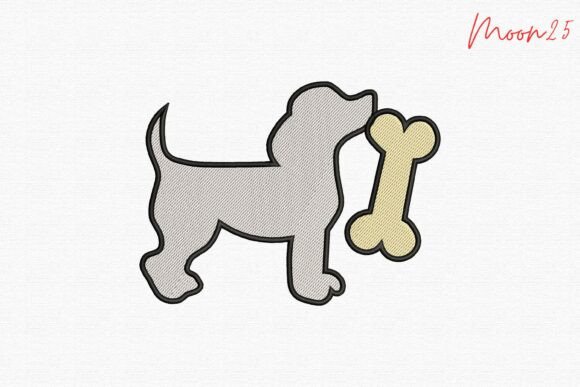 Dog with Bone Outline
