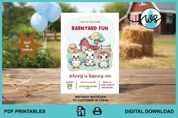 Farm Animals Birthday Invitation Canva