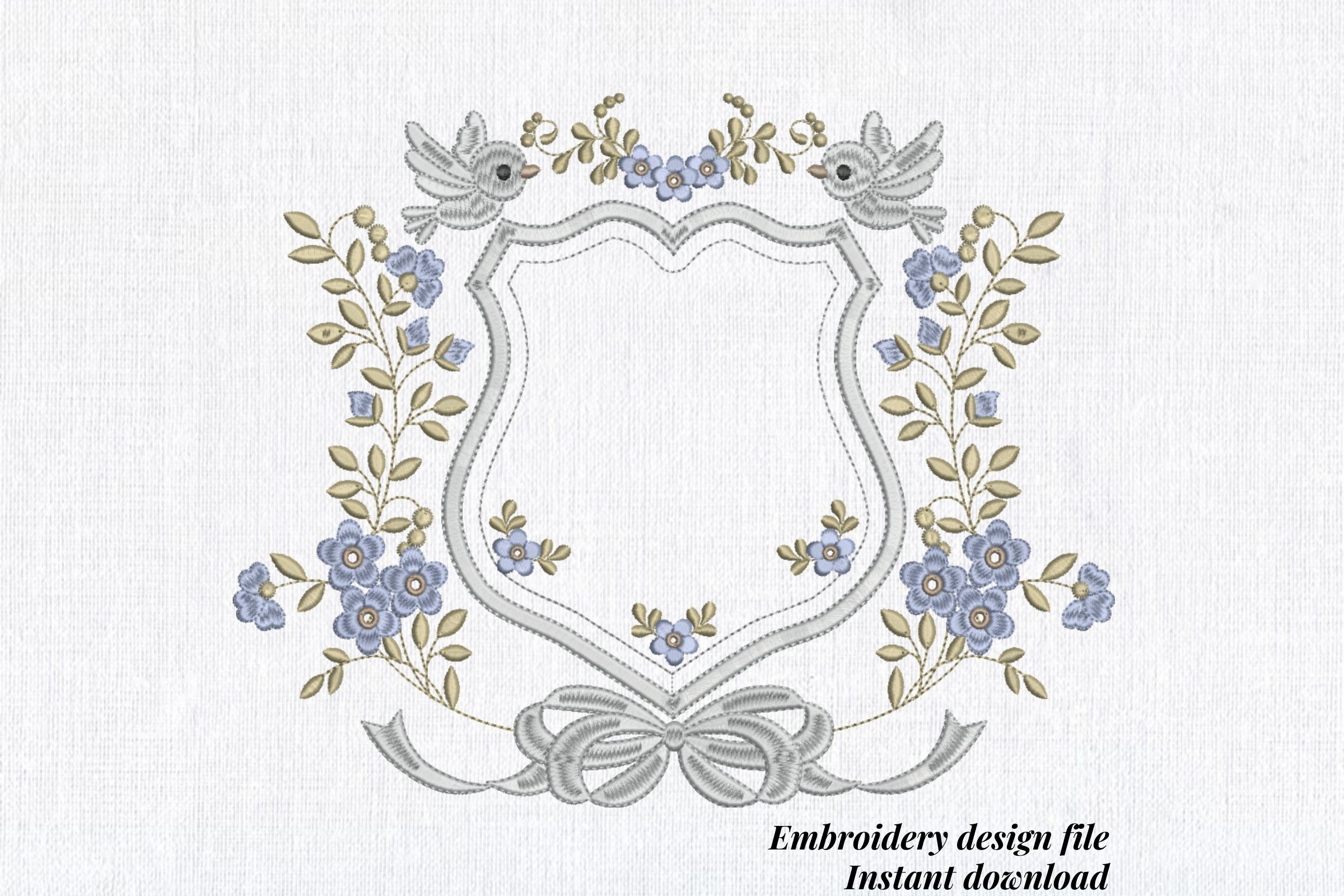 Floral Wedding Frame Blue