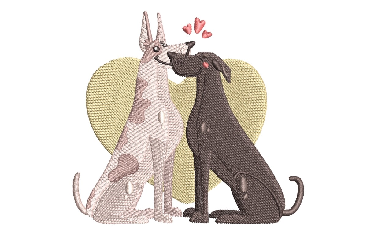 Great Danes in Love Embroidery