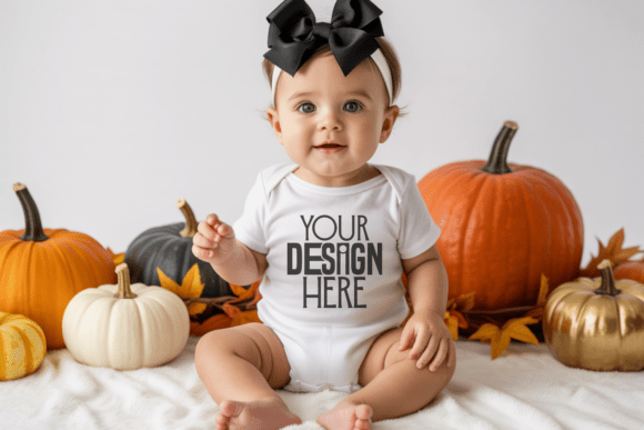 Halloween White Baby Newborn Onesie Mock Grafika Makiety Produktów Przez LoomCraft