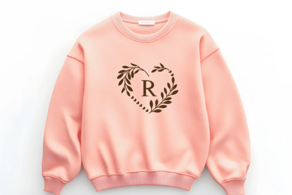 Leafy Love Monogram Font PNG with transparent background - Preview 5