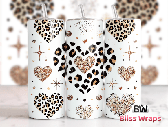 Leopard Hearts Valentine's Tumbler Wrap