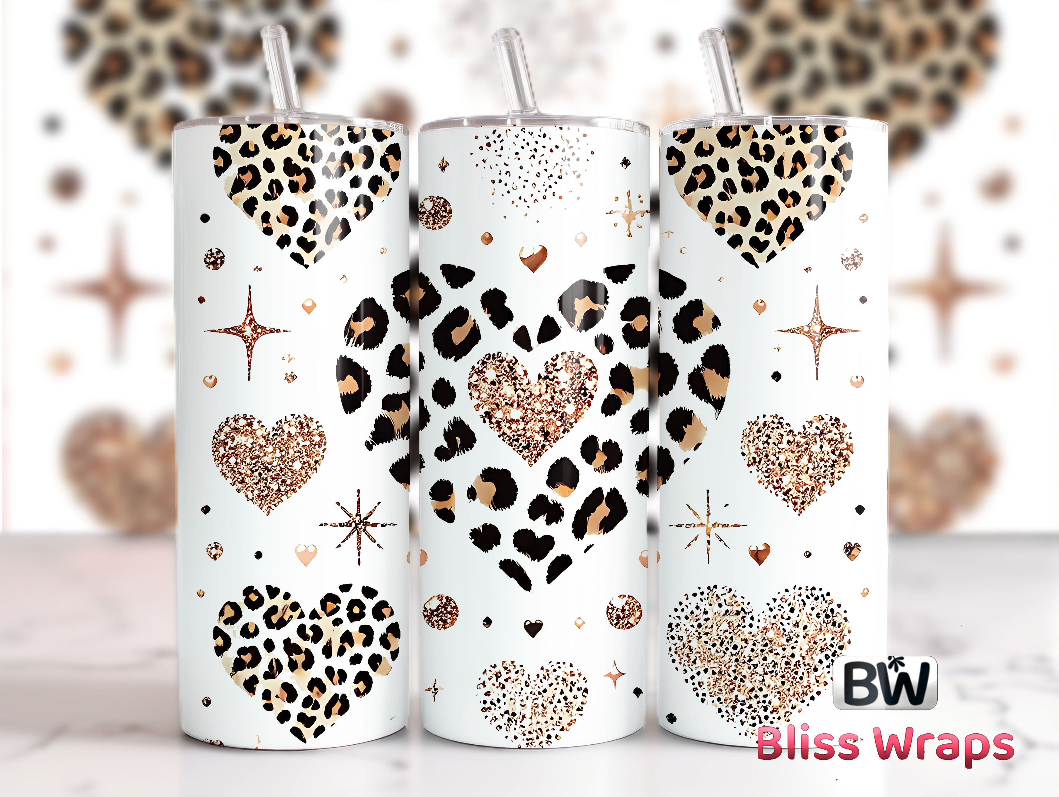 Leopard Hearts Valentine's Tumbler Wrap