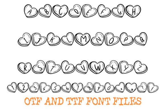 Love Heart Letters Font PNG with transparent background - Preview 1