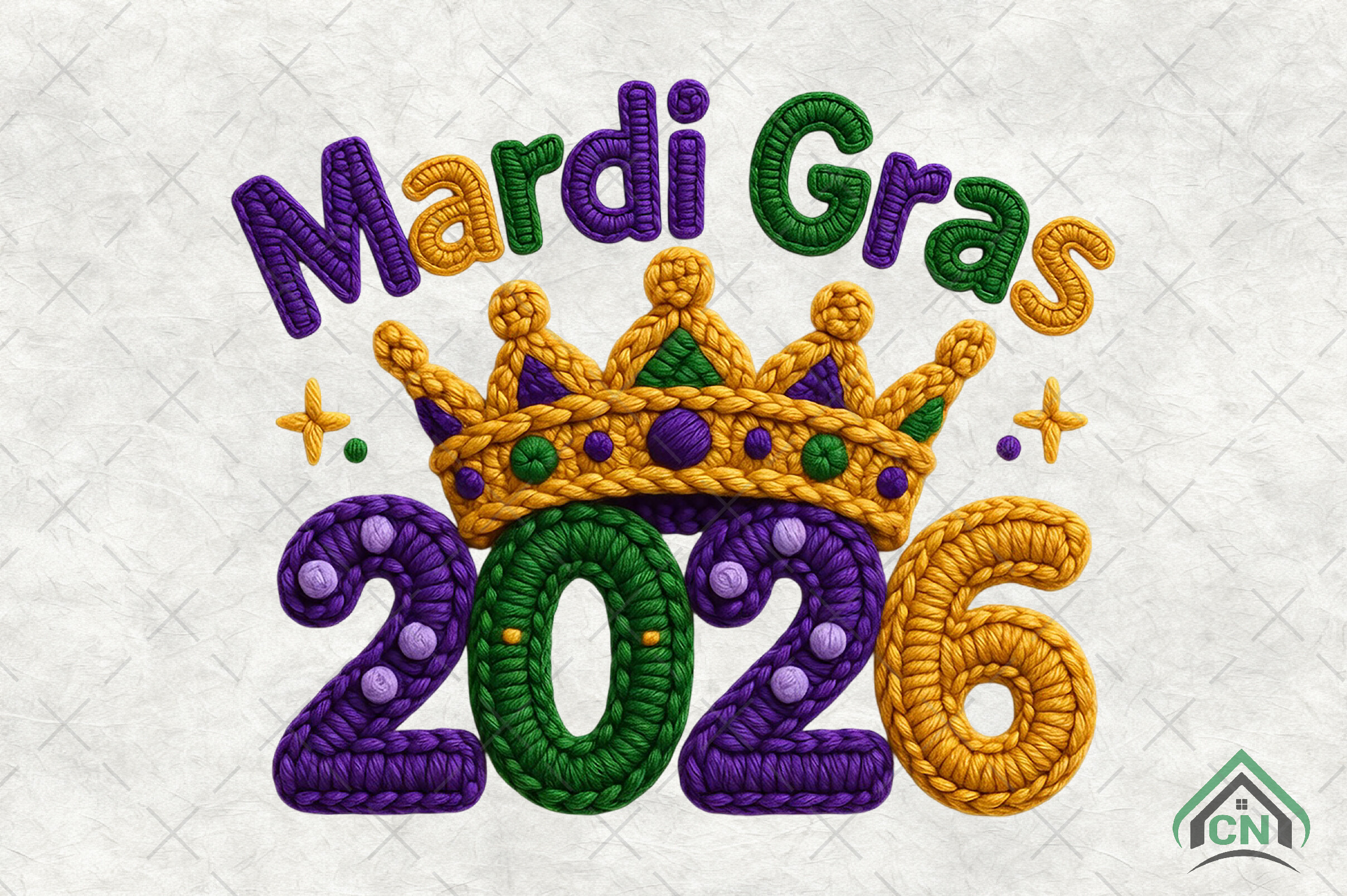 Mardi Gras 2026 Crochet PNG