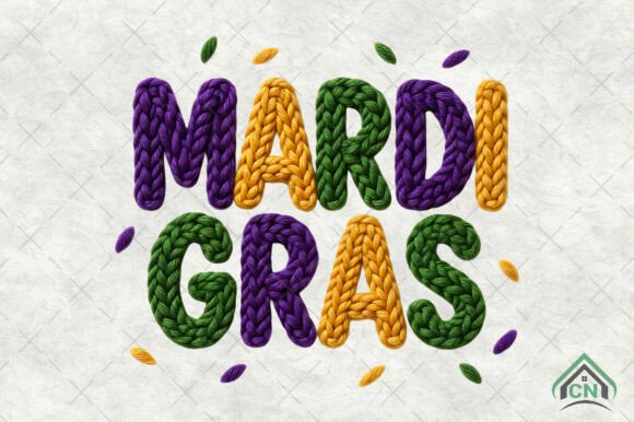 Mardi Gras Faux Crochet PNG