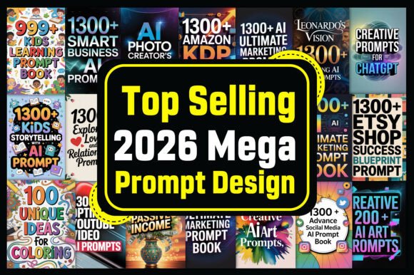 Top Selling 2026 Mega Prompt Design Afbeelding KDP-ontwerpen Door Creative Space