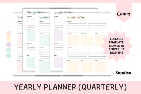 Yearly Planner Quarterly Template 2