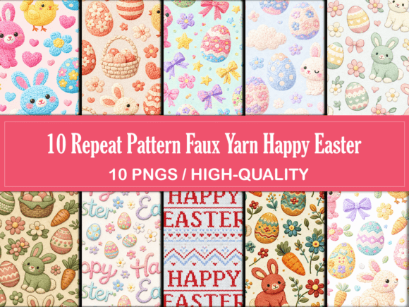 10 Repeat Pattern Faux Yarn Happy Easter