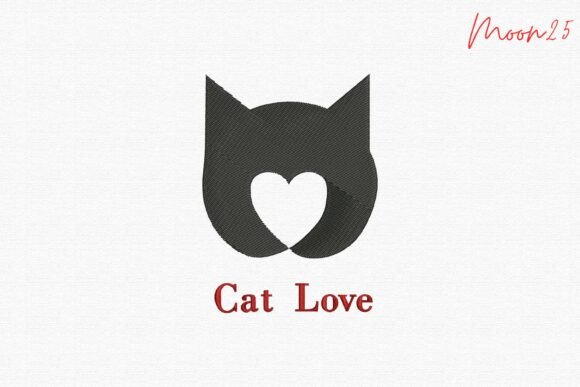 Cat Love Heart Silhouette Stitch Pattern