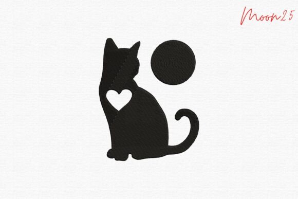 Cat Silhouette Heart Love Stitch Pattern