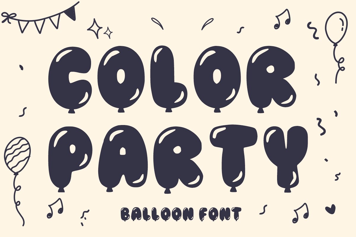 Color Party preview, colorful display font for party decorations
