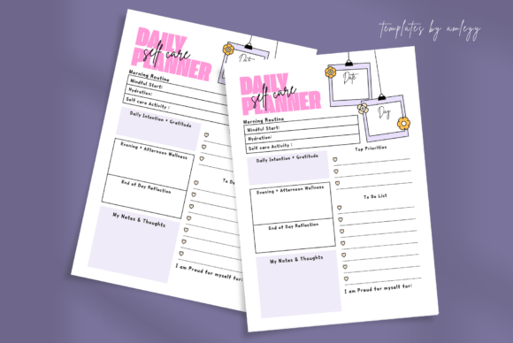 Cute Daily Self-Care Planner Canva