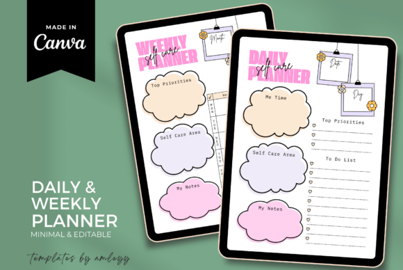 Cute Self-Care Daily & Weekly Planner