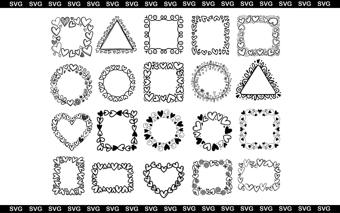 Hand-drawn Heart Frames SVG