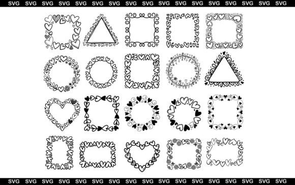 Hand-drawn Heart Frames SVG Set