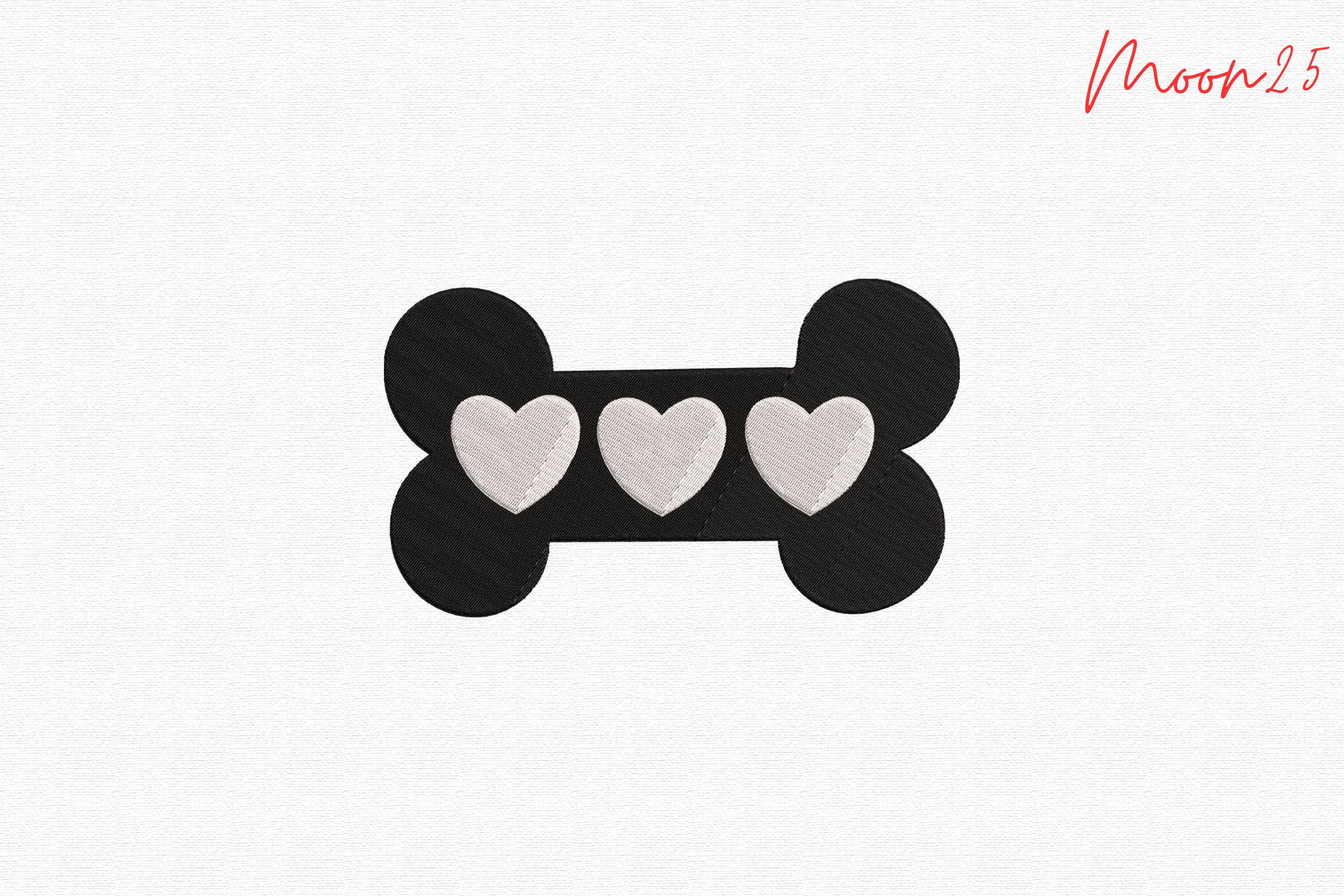 Heart Dog Bone Filled Stitch Pattern