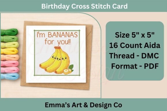 I’m Bananas for You Cross Stitch Card