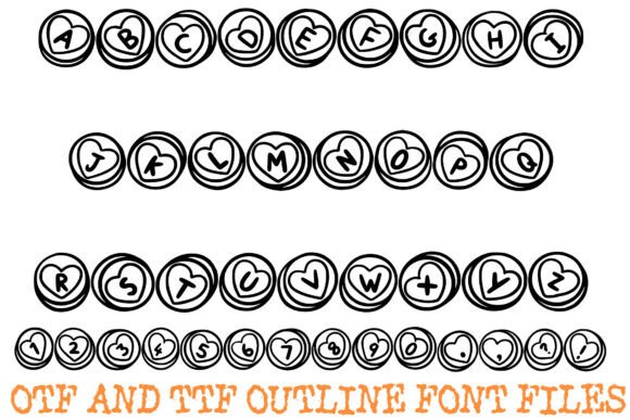 Retro Love Hearts Font PNG with transparent background - Preview 1