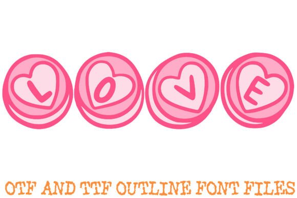 Retro Love Hearts Font PNG with transparent background - Preview 2