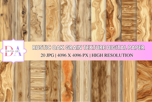 Rustic Oak Grain Texture Digital Paper Grafika Wzory AI Przez DIGITAL ART