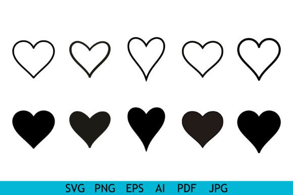 Simple Heart Shape Icon Set