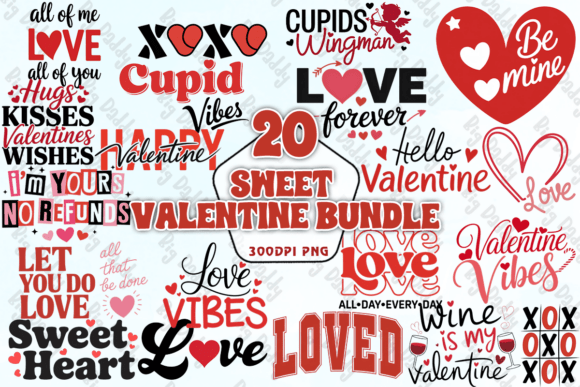 Preview of Sweet Valentine PNG Bundle Valentine sublimation design