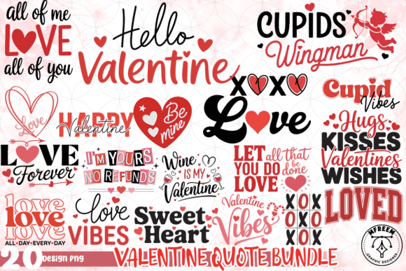 Preview of Valentine Quote PNG Bundle Valentine sublimation design