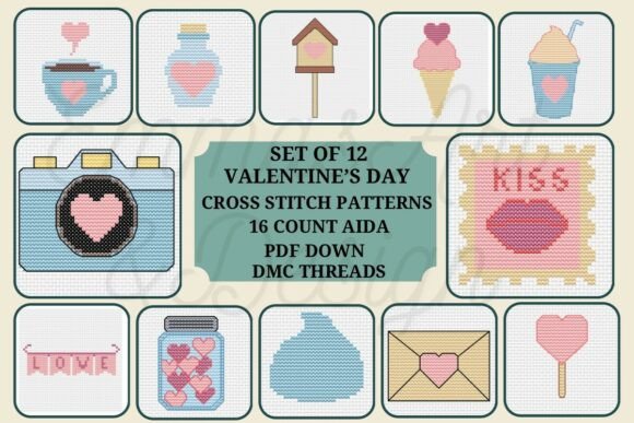 12 Valentine’s Day Cross Stitch Patterns