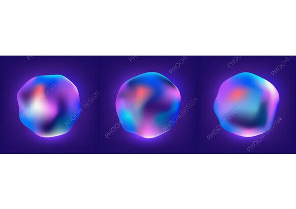 Abstract 3D Fluid Gradient Blobs Set