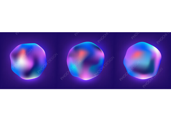Abstract 3D Fluid Gradient Blobs Set