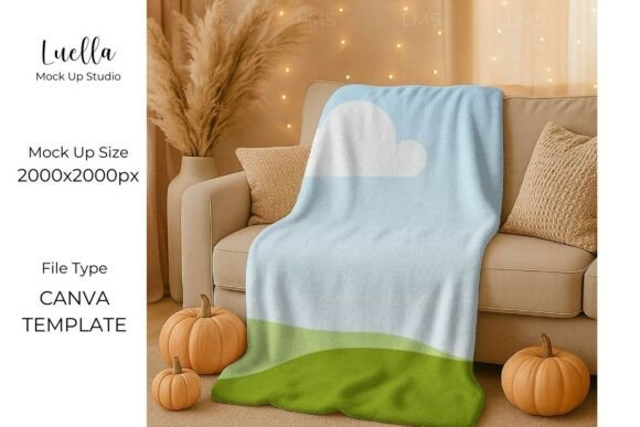 Fall Blanket Mockup | Canva PNG