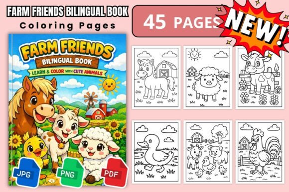 Farm Friends Bilingual Coloring Pages