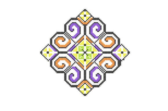 Folk Cross Stitch Embroidery Design