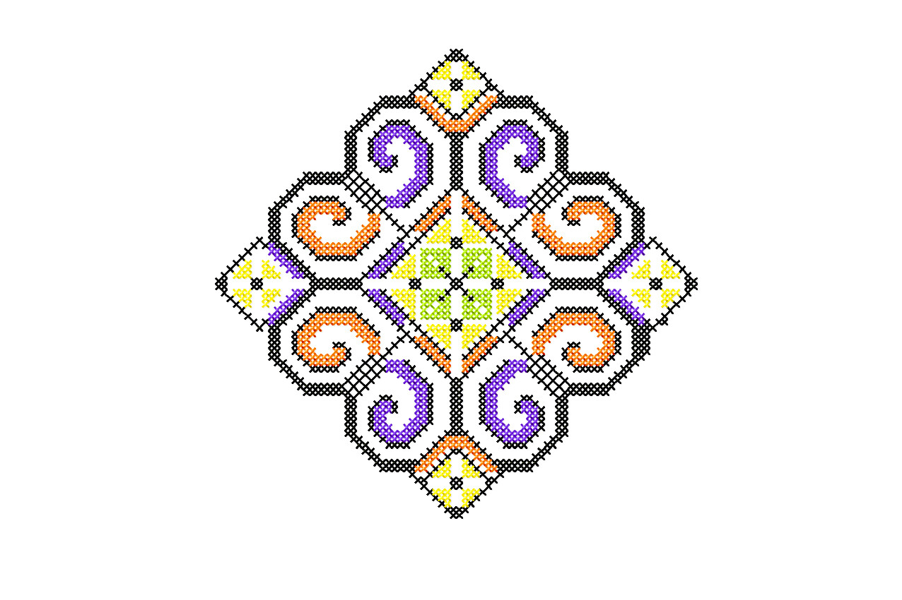 Folk Cross Stitch Embroidery Design