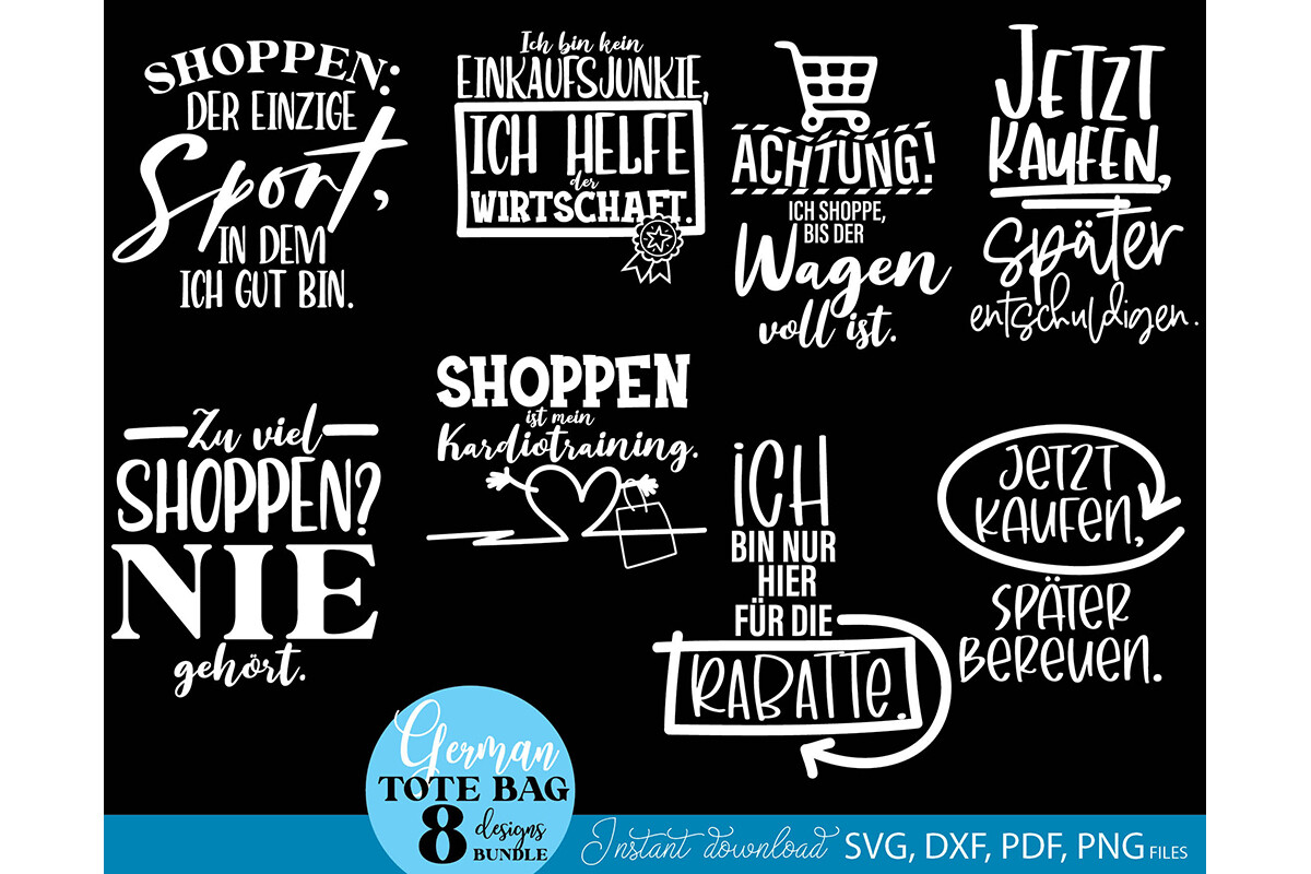 German Tote Bag Shopping Sprüche Bundle