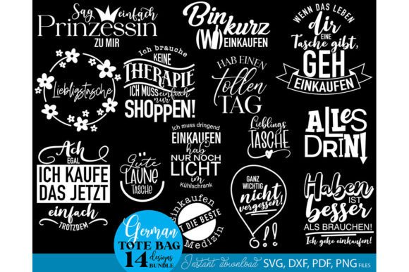 German Tote Bag Sprüche Bundle SVG PNG