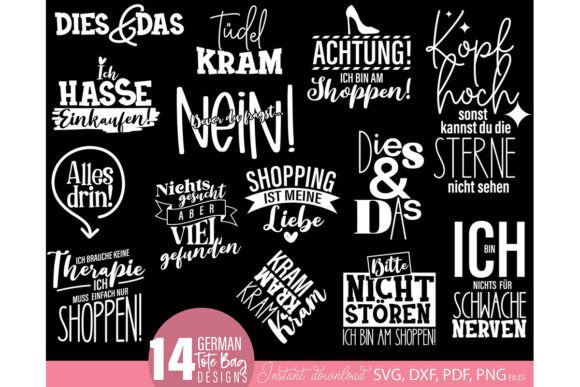German Tote Bag Sprüche Bundle Für Shop