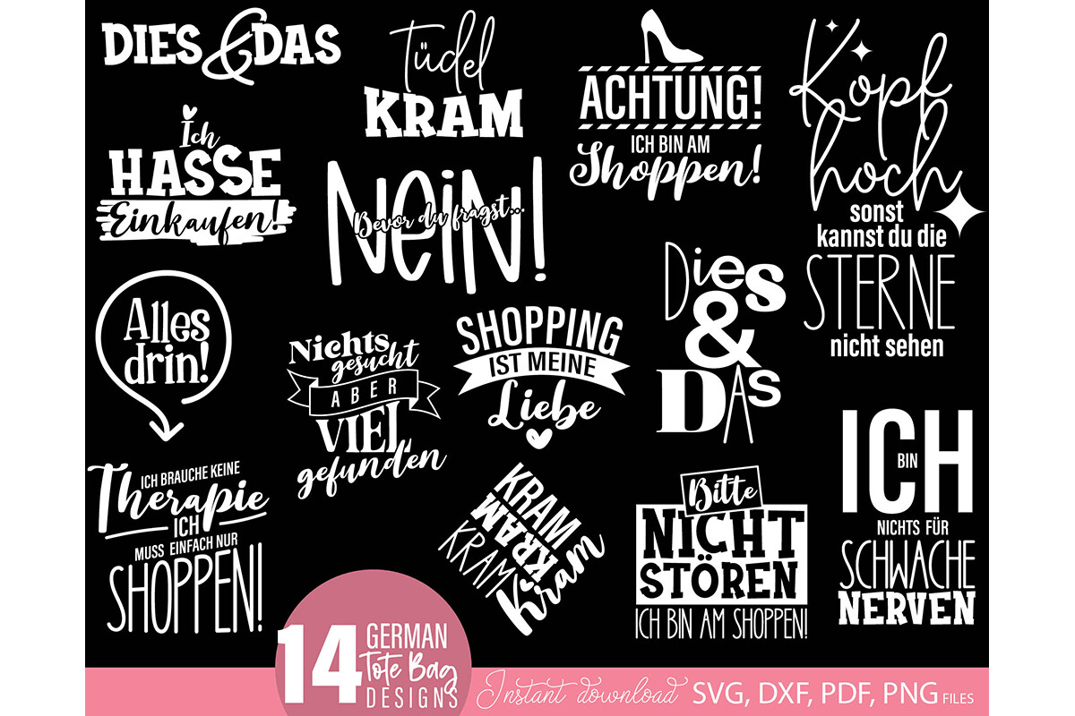 German Tote Bag Sprüche Bundle Für Shop