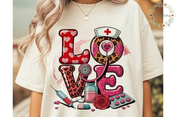 Preview of Nurse LOVE Valentine Sublimation Design T-shirt, sticker, and sublimation design