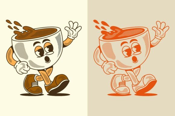 Retro Coffee Mascot Character Design